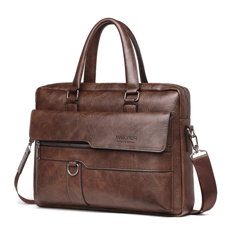 PU Leather Business Laptop Briefcase with Shoulder Strap