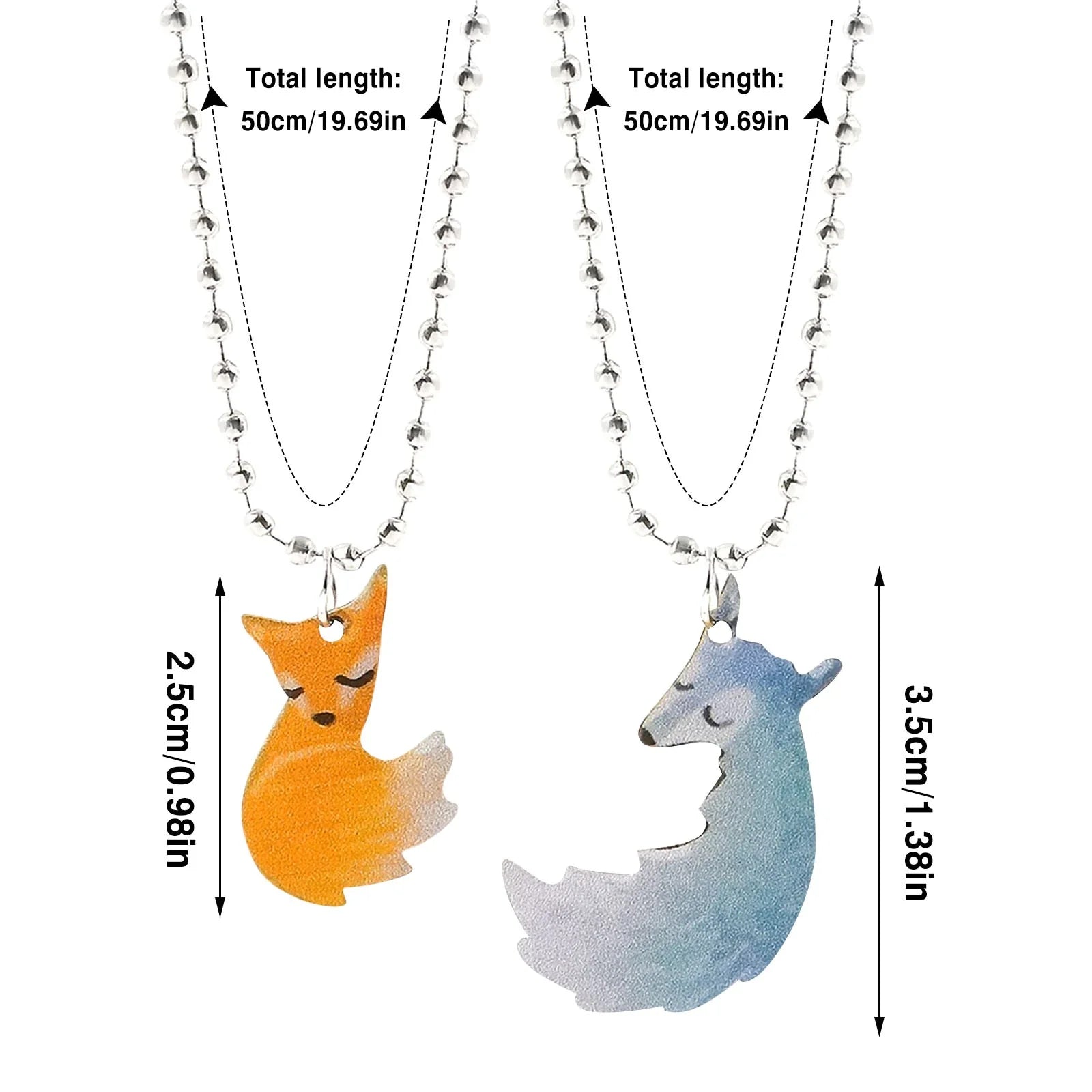 Charming Fox and Wolf Couple Necklace