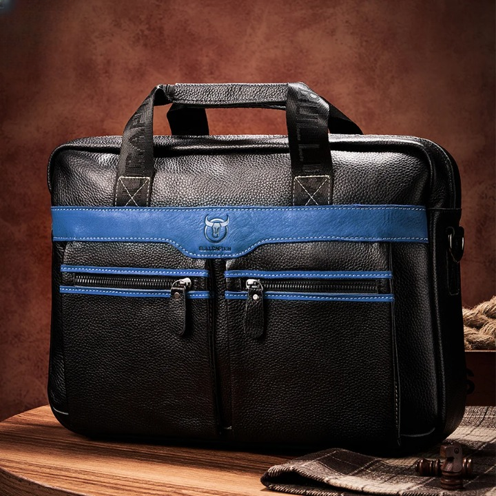 Men’s Genuine Leather Laptop Shoulder Bag 15.6 Inch