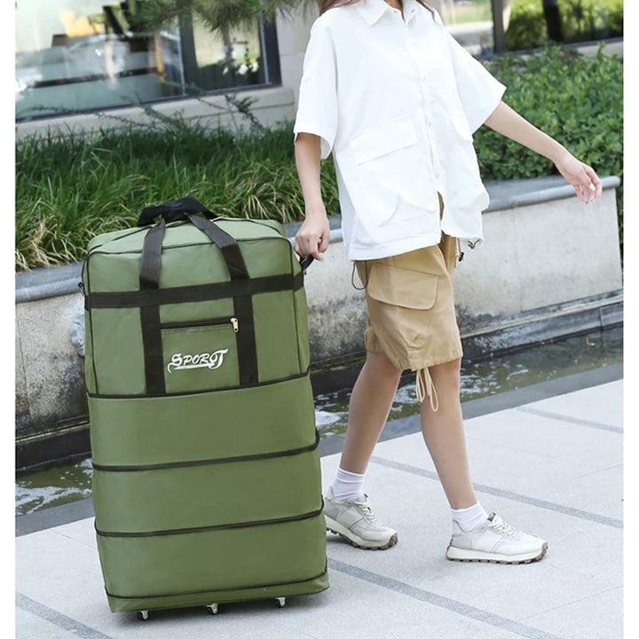 Expandable Travel Backpack with Wheels – Foldable Multi-Layer Design