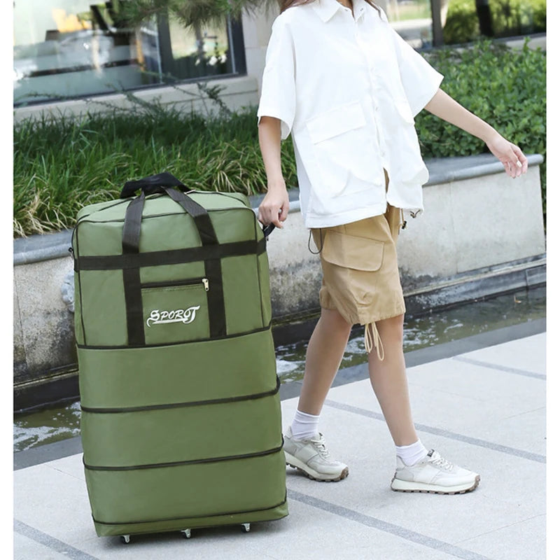 Expandable Travel Backpack with Wheels – Foldable Multi-Layer Design