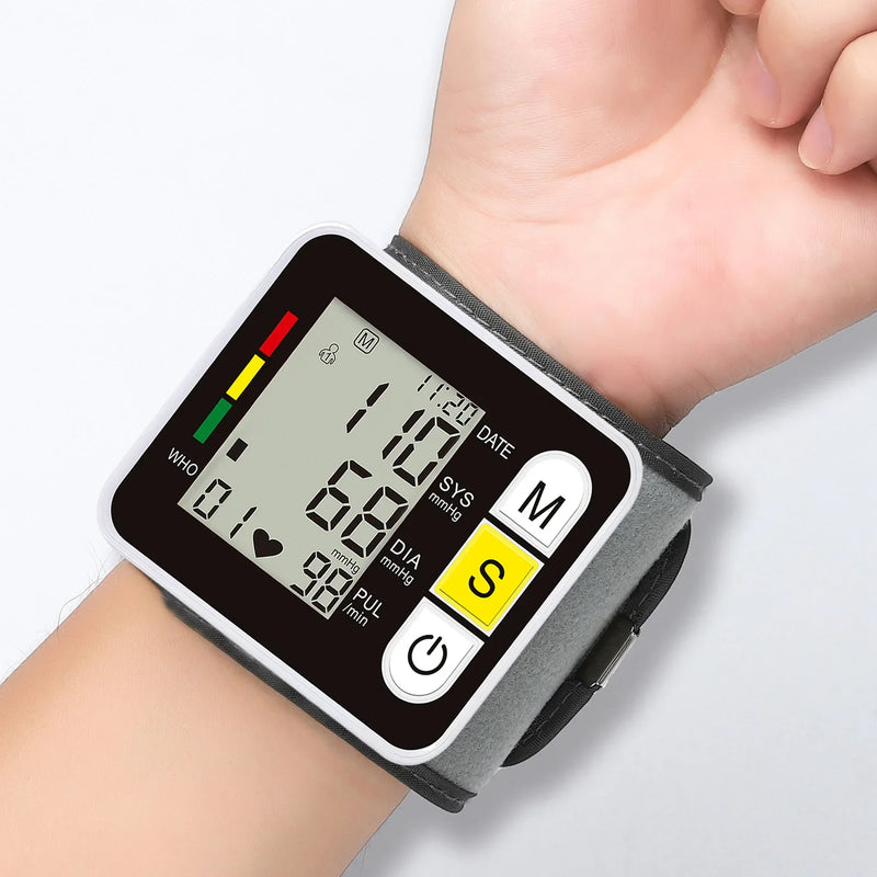 Digital Wrist Blood Pressure Monitor with LCD Display – PulseTrack