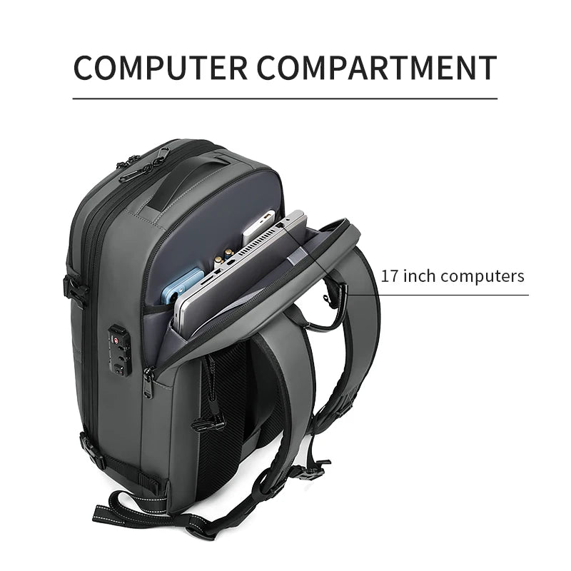 Expandable Waterproof Laptop & Vacuum Compression Travel Backpack