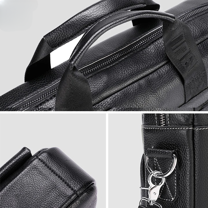 Men’s Genuine Leather Laptop Shoulder Bag 15.6 Inch