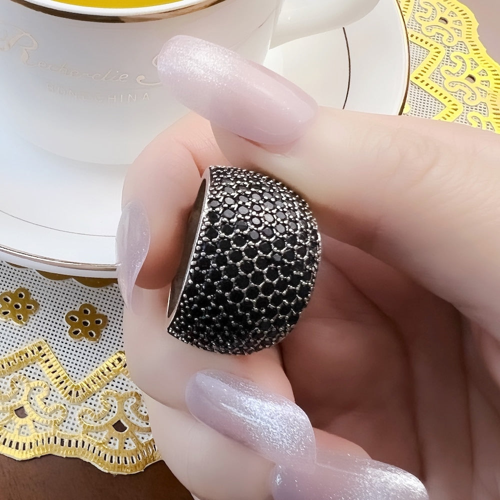 Elegant Statement Cocktail Ring | Adjustable Fit | Gold and Crystal