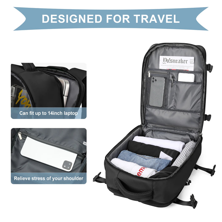Cabin-Size Travel Backpack with Shoe and Wet Bag Compartments
