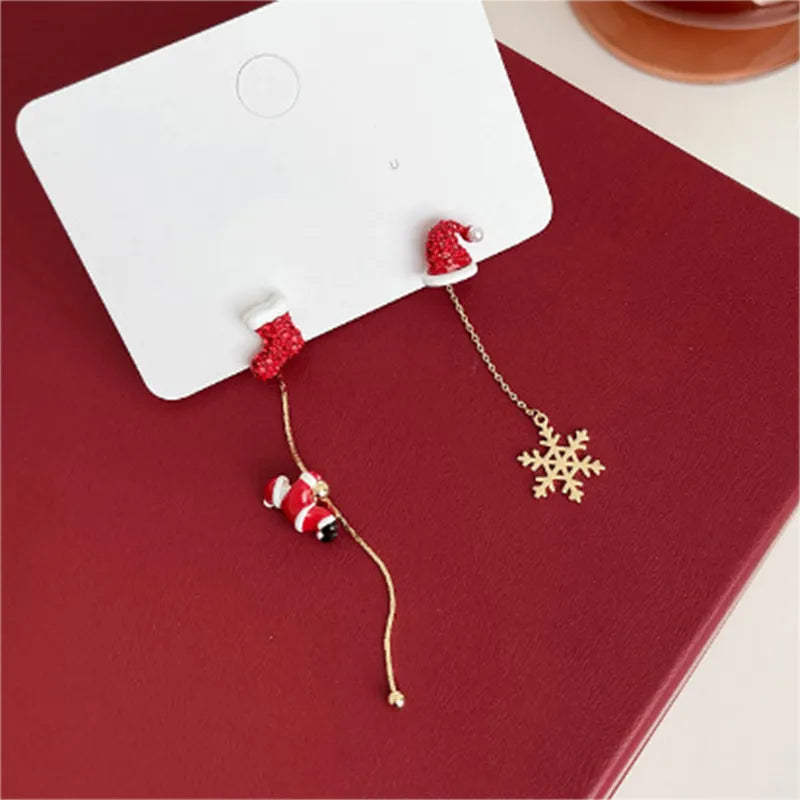 Festive Santa Tassel Earrings | Long Christmas Dangle Jewellery