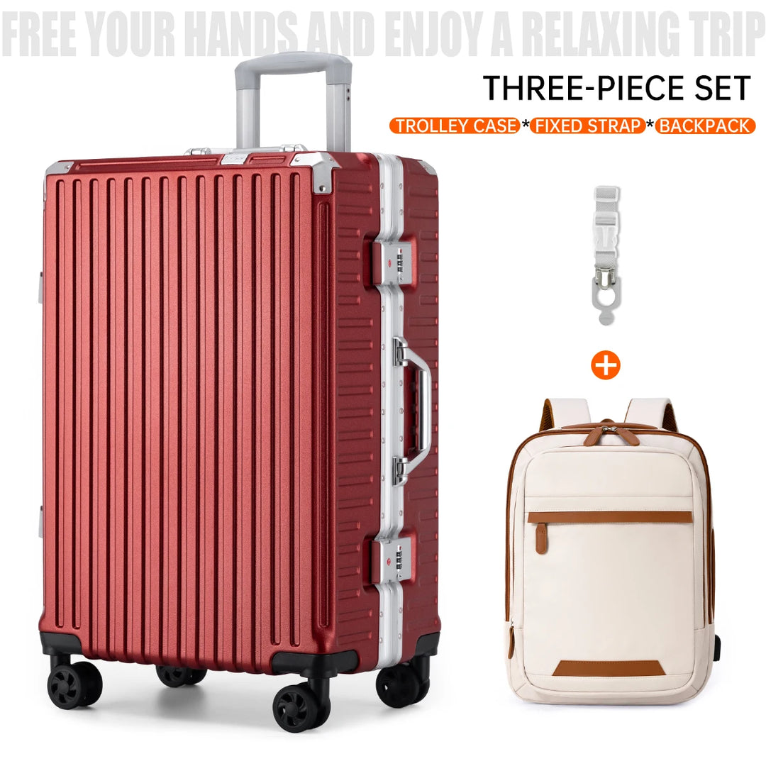 Aluminium Frame Luggage Case with Spinner Wheels & USB Charging Port