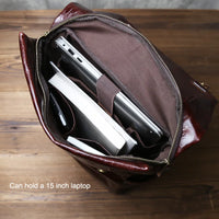 Vegetable-Tanned Cowhide Leather Laptop Backpack