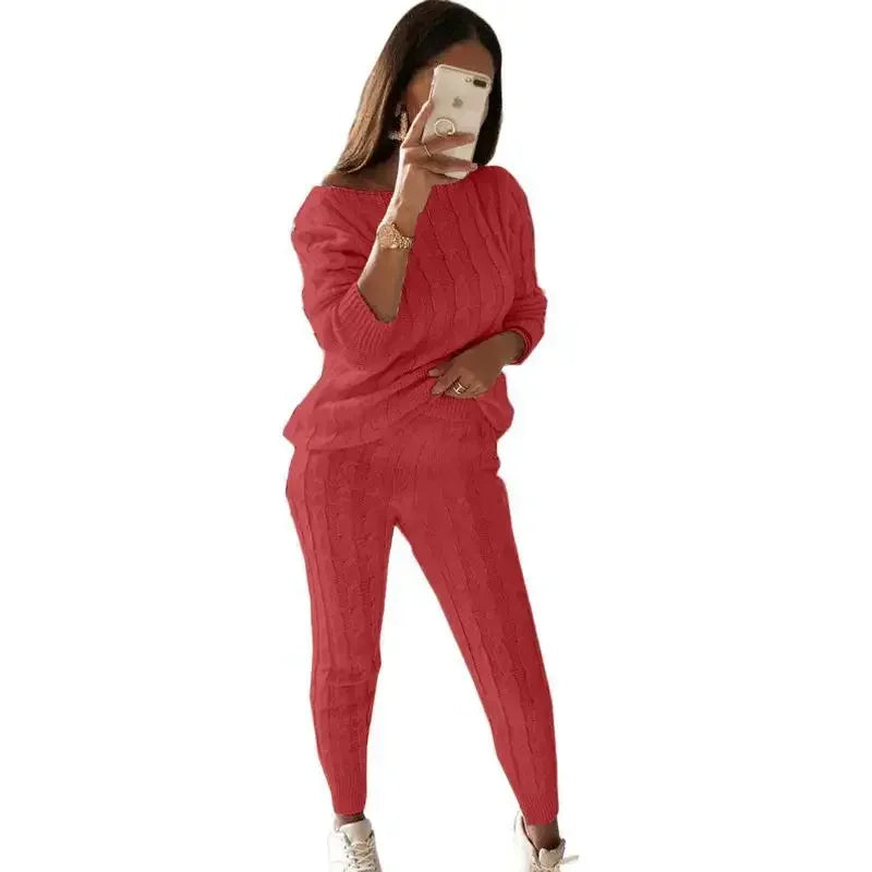 Ladies' Knitted Tracksuit Two-Piece Set for Autumn & Winter – Isaline