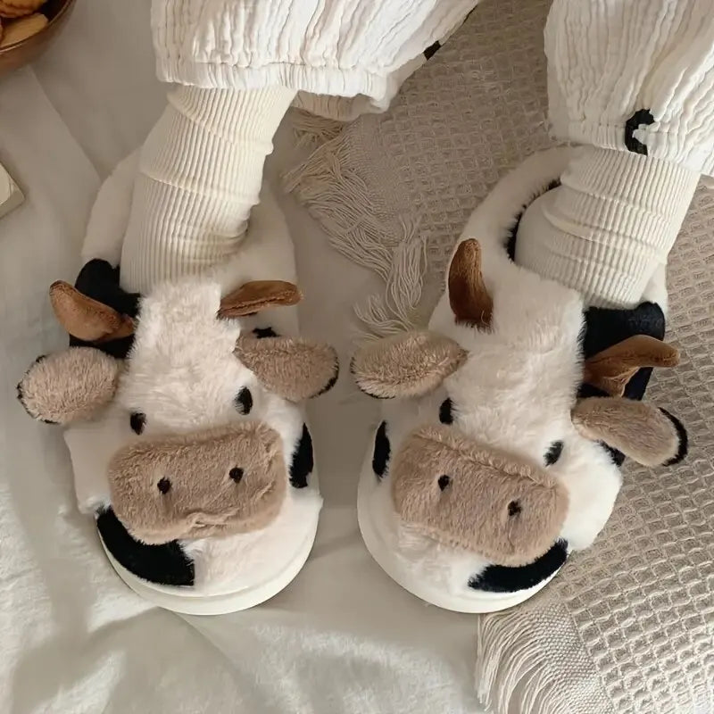 Plush slippers in cow design - PlushCow