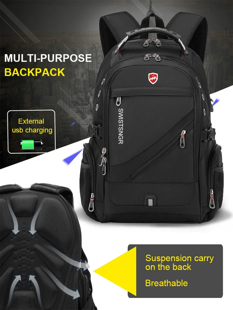 Extra-Large Waterproof Laptop & Travel Backpack with USB Charging