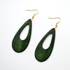 Vintage Green Carved Wooden Earrings | Unique Handmade Jewellery