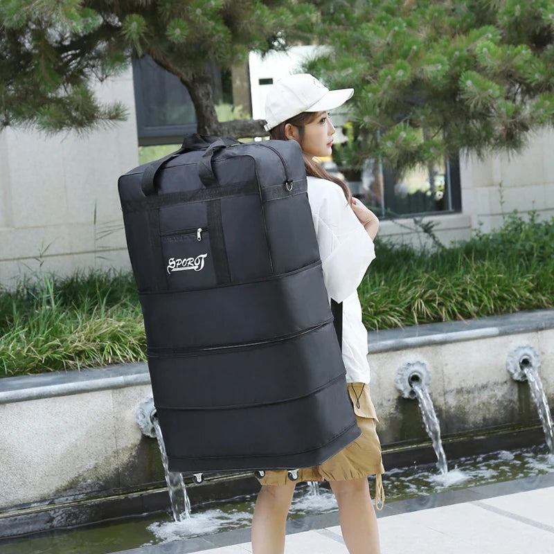 Expandable Travel Backpack with Wheels – Foldable Multi-Layer Design