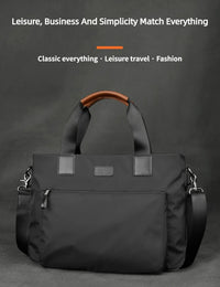 Men’s Oxford Canvas Business Briefcase with Crossbody Strap