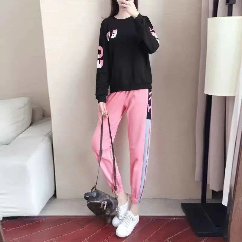 Ladies' tracksuit two-piece set with sweater and trousers – Leona