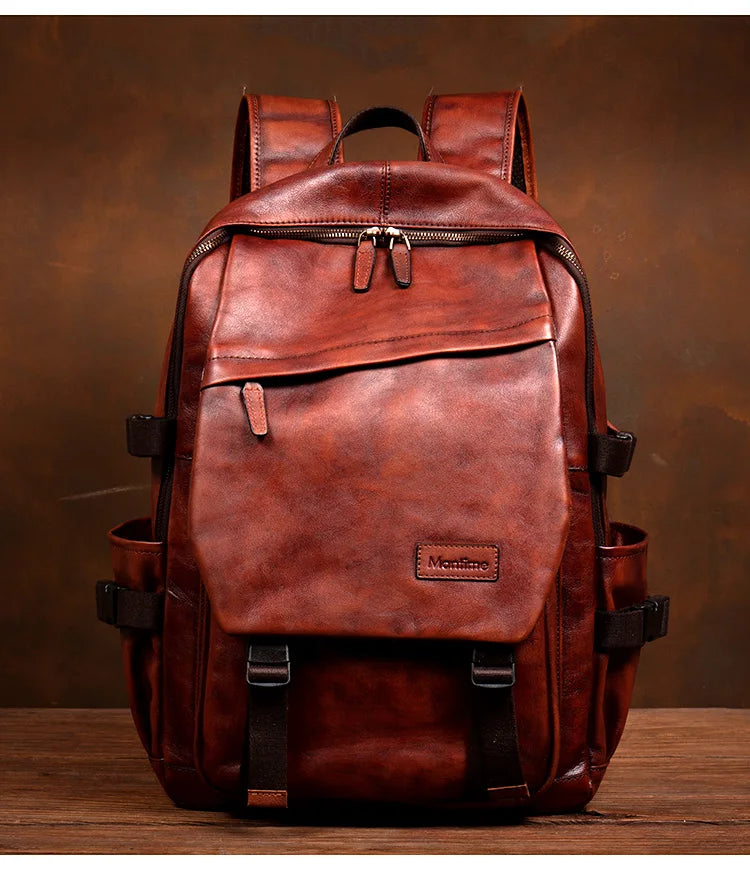 Handmade Vegetable-Tanned Leather Laptop Backpack