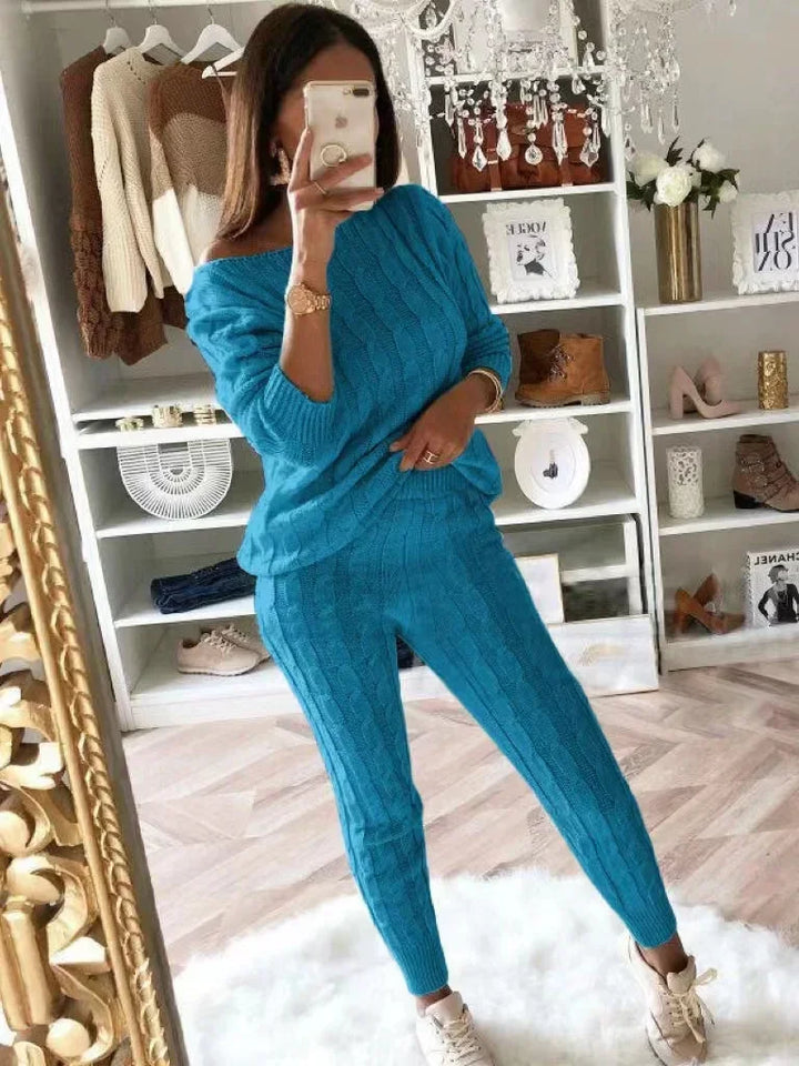 Ladies' Knitted Tracksuit Two-Piece Set for Autumn & Winter – Isaline