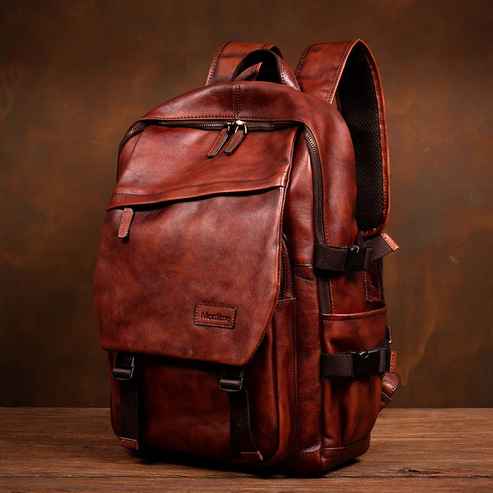Handmade Vegetable-Tanned Leather Laptop Backpack