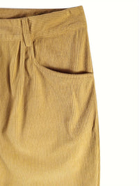 Ladies' corduroy trousers with a high waist and straight cut – Elvira