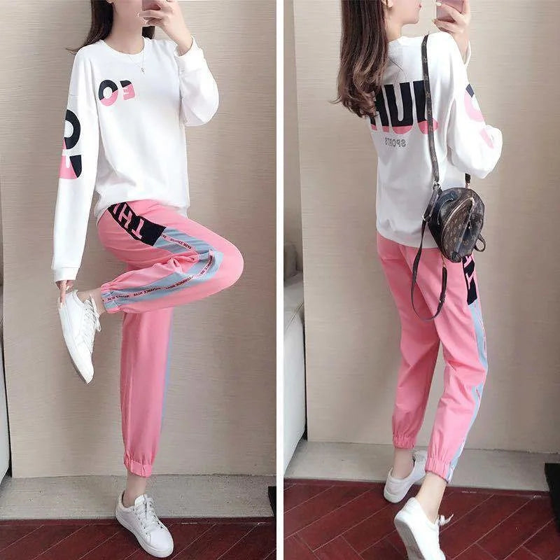 Ladies' tracksuit two-piece set with sweater and trousers – Leona