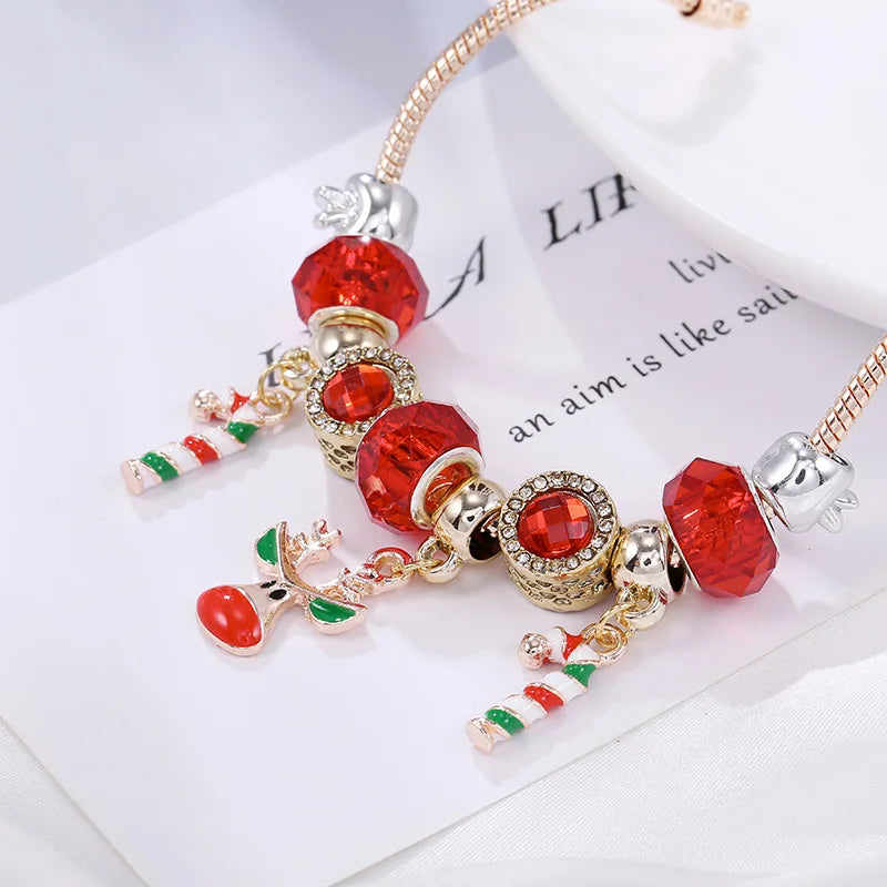 Christmas Candy Cane Charm Bracelet | Festive Jewellery Gift