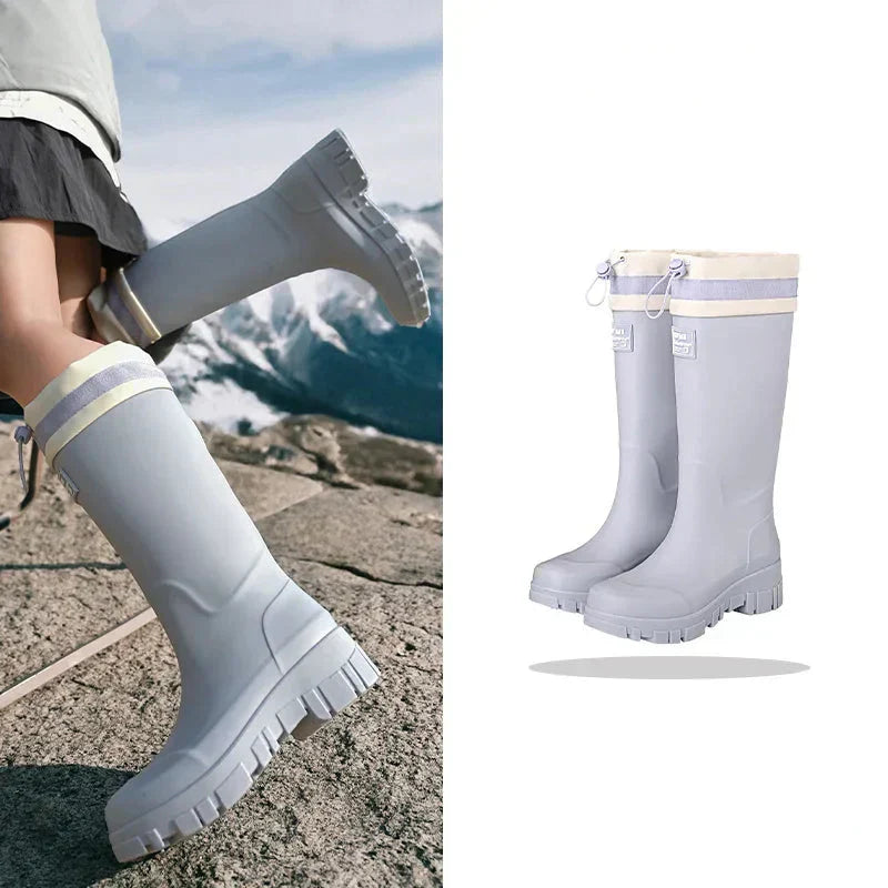 Ladies' waterproof retro look rain boots with anti-slip sole – Arlena