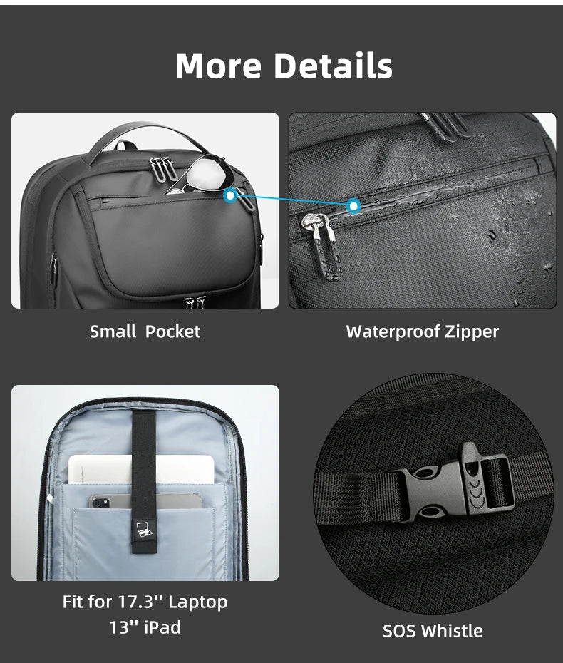 High-Capacity Waterproof Laptop & Travel Backpack with USB Charging
