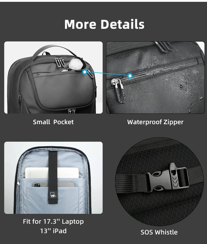High-Capacity Waterproof Laptop & Travel Backpack with USB Charging