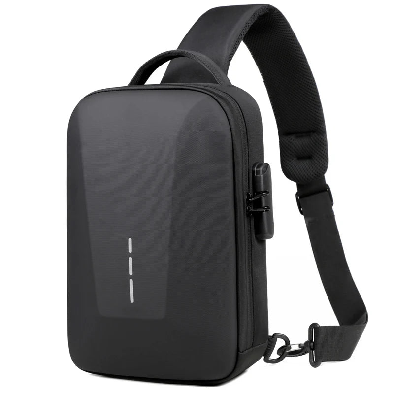 Secure Crossbody Travel Bag with Lock & USB Charging – Men's Shoulder Pack