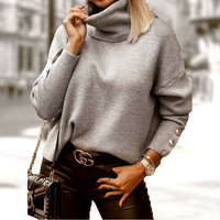 Buttoned women's turtleneck with stylish detail – Elara