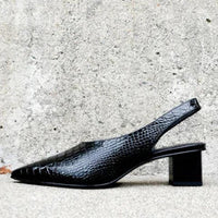 Orthopedic Croco Brown Pumps - Lara