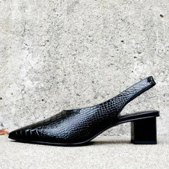 Orthopedic Croco Brown Pumps - Lara