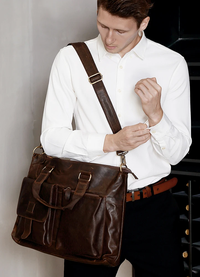 Large Genuine Leather Vintage Laptop Briefcase