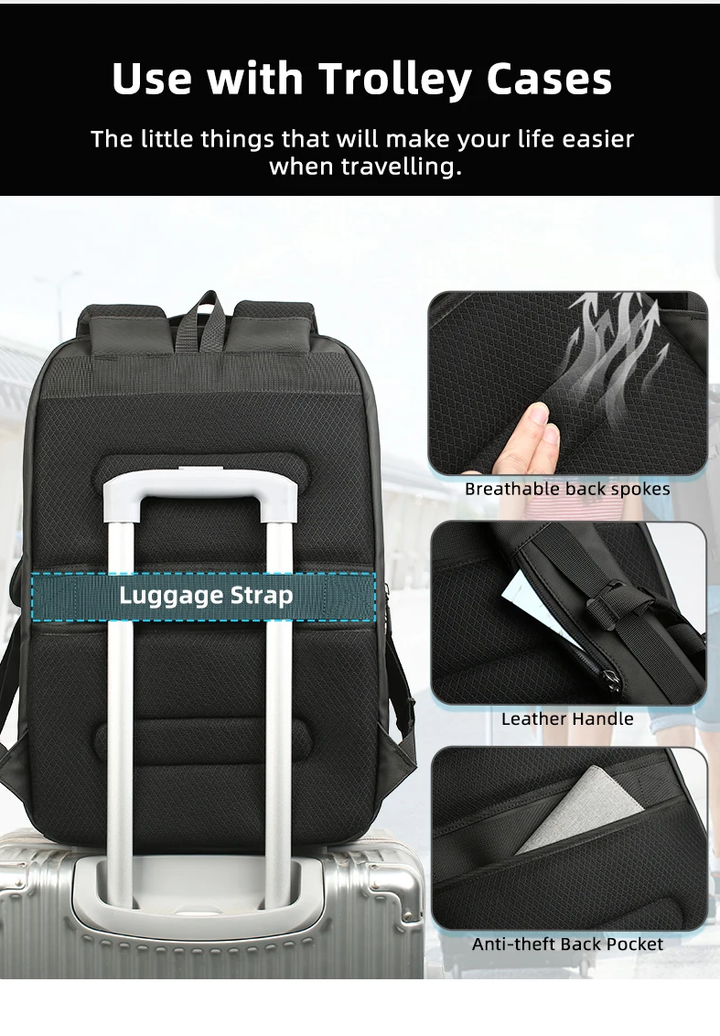 High-Capacity Waterproof Laptop & Travel Backpack with USB Charging