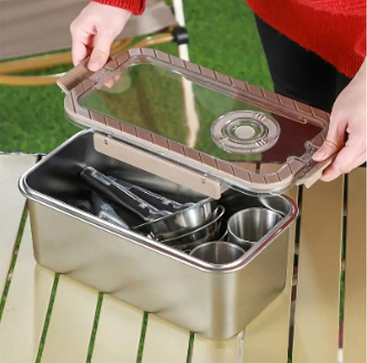 Camping Messware Kit Stainless Steel Dinnerware with Storage Box – CampSet