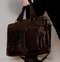 Large Genuine Leather Vintage Laptop Briefcase
