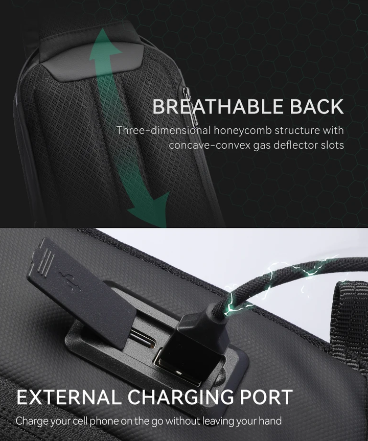 Waterproof Hard-Shell Crossbody Bag with USB Port
