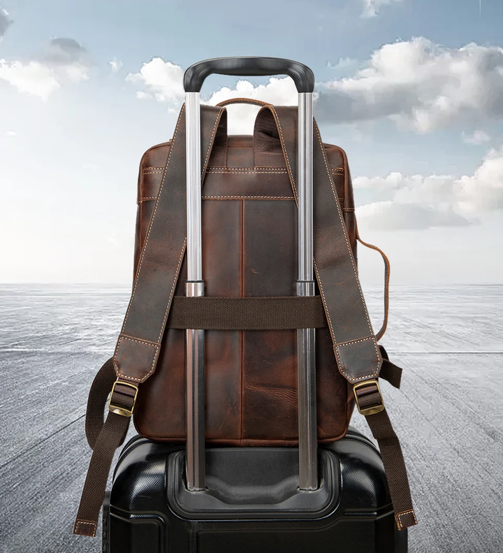 Leather Anti-Theft Laptop & Business Backpack for Men