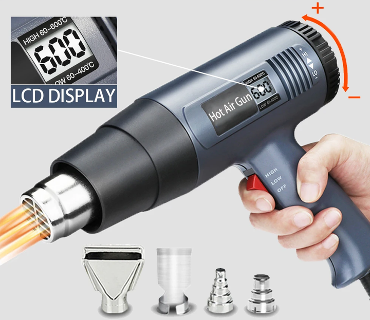 2000W Industrial Electric Heat Gun with Digital LCD Display Adjustable Temp – ProTherm