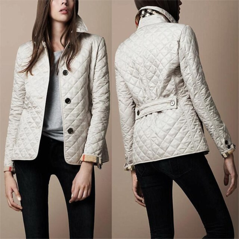 Women's quilted transitional jacket with button fastening – Armina