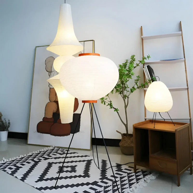 Wabi-Sabi Standing LED Lamp made of Rice Paper - ZenAura