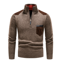 Men's pullover with edge zipper neck and long sleeves – Cedric