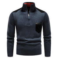 Men's pullover with edge zipper neck and long sleeves – Cedric