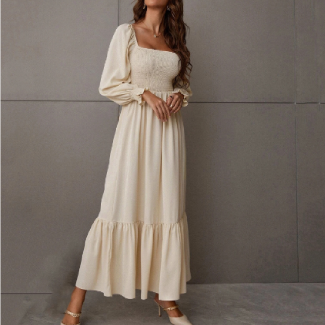 Women's transitional dress with Florentine neckline – Hermina