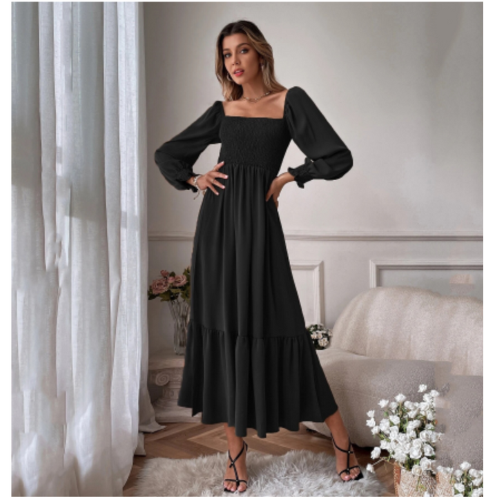 Women's transitional dress with Florentine neckline – Hermina