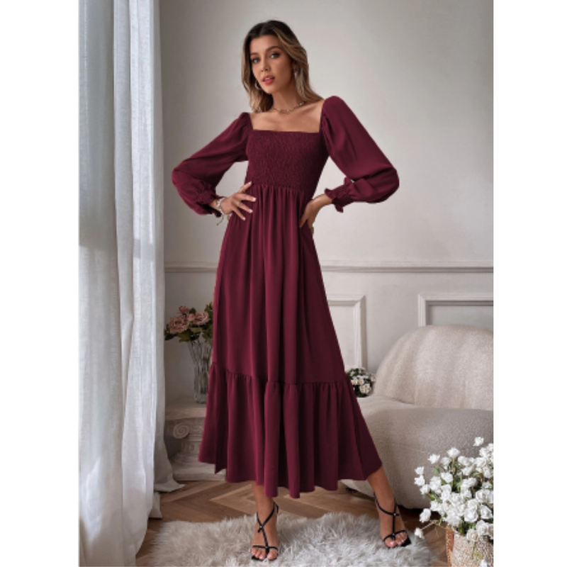 Women's transitional dress with Florentine neckline – Hermina
