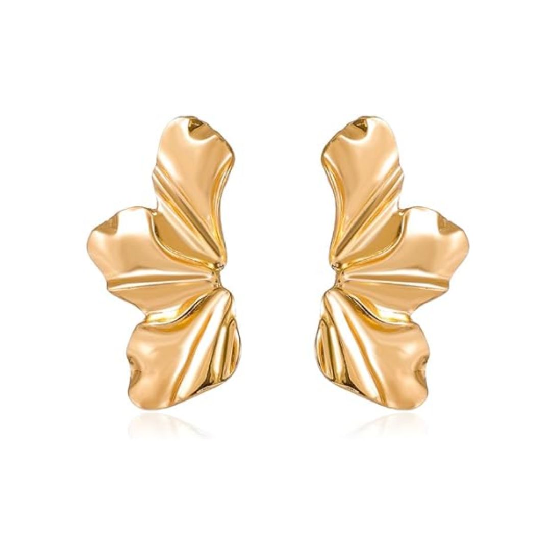 Golden Petal Stud Earrings | Elegant Floral Design