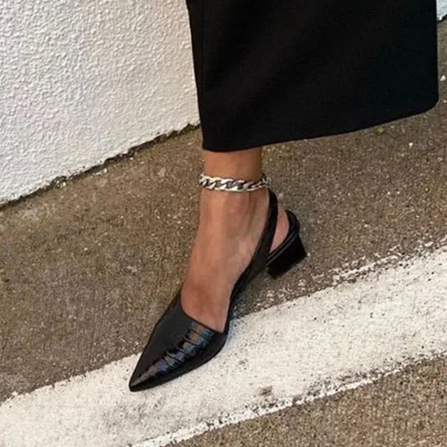 Orthopedic Croco Brown Pumps - Lara