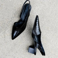 Orthopedic Croco Brown Pumps - Lara